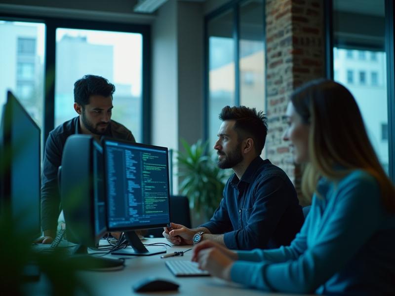 CodeCrafters Academy development team collaborating in their modern San Francisco office