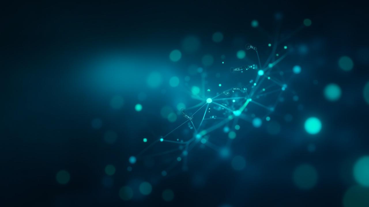 Abstract visualization of neural networks analyzing Swift code in a dark environment