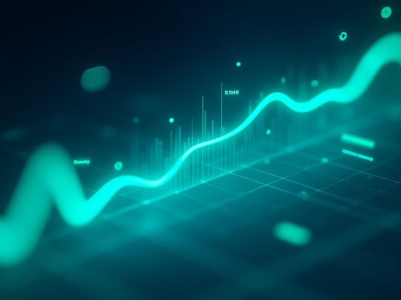 Abstract visualization of code performance improving over time with glowing data stream analytics